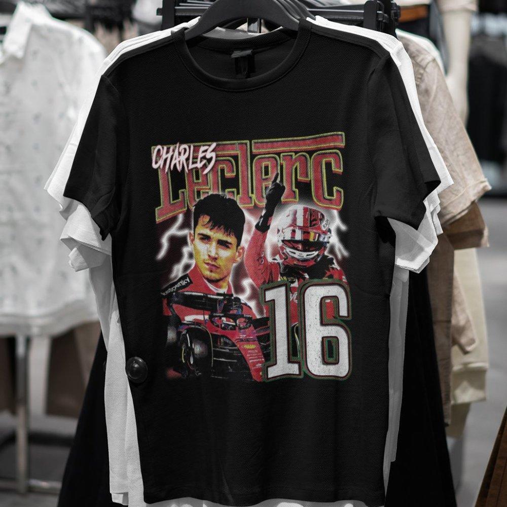 Charles Leclerc Shirt Formula 1 Racing Team Scuderia Ferrari 90S Retro Shirt